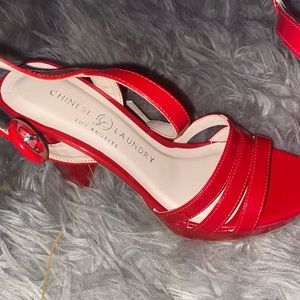 Red leather heels